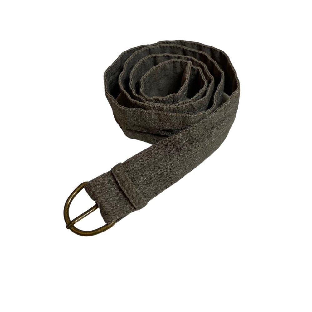 Army Green Olive Drab Fabric Belt Size 30 Metal Buckle 37.5" Classic Tailored